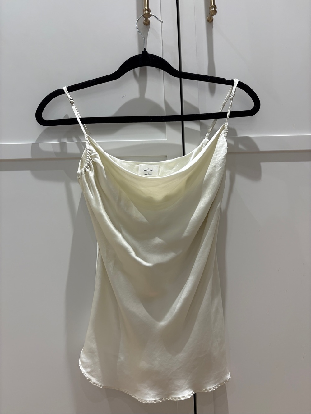 ARITZIA - Wilfred White Satin Cowl Neck Camisole Size S